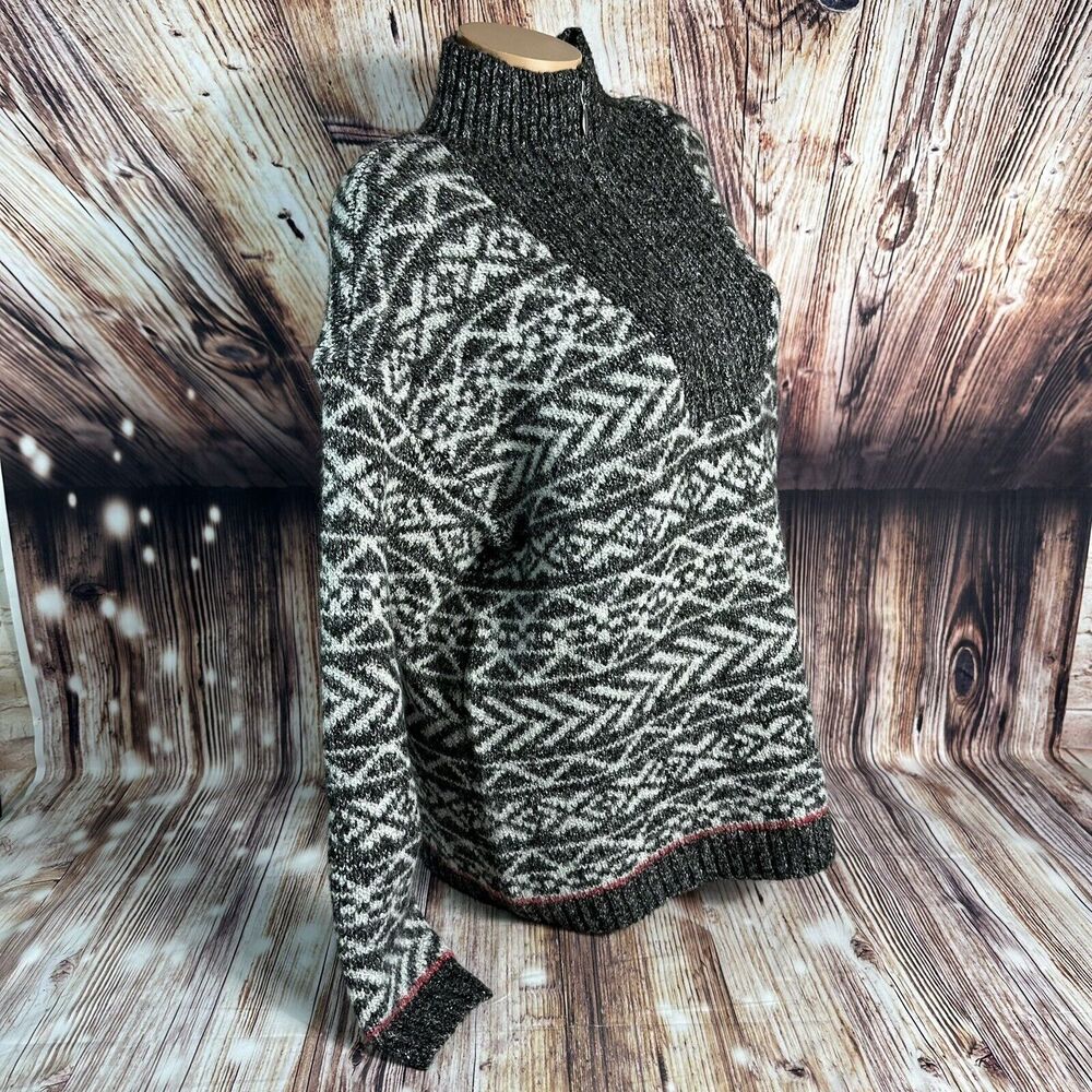 Christopher & Banks Womens Size X Large Black Gray Mock Neck Sweater 1/4 Zip Top - Picture 2 of 9